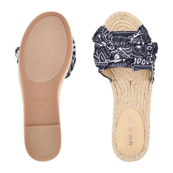 Nine West Shoes - Nine West Bow Slip-on Espadrille Slide - Bandana Blue - NIB
